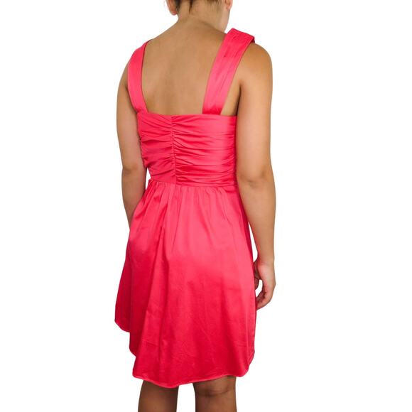 Y2k Express Coral Pink Satin Babydoll Mini Dress Small Party Cocktail Dress - Picture 2 of 6